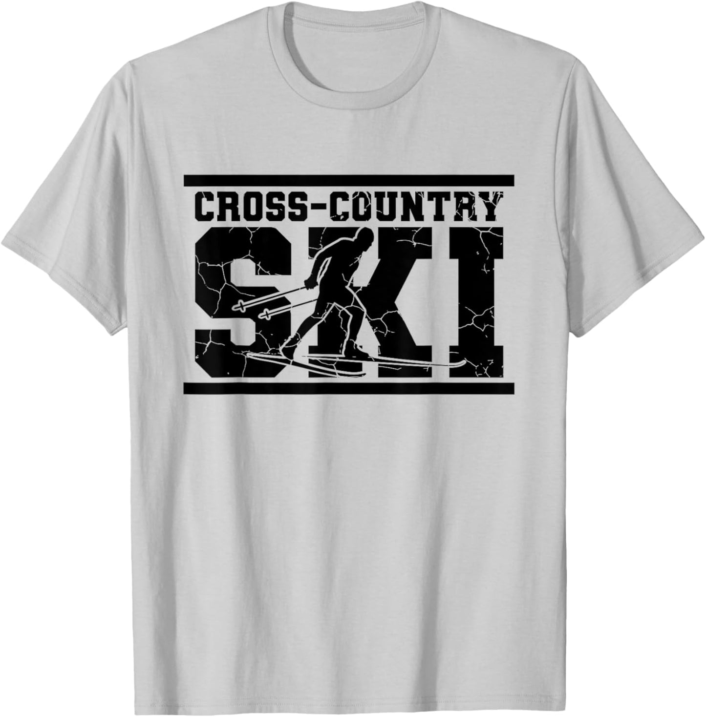 Retro Graphic Cross Country Skiing Winter Sports Biathlon T-Shirt - T-Shirt | Ash