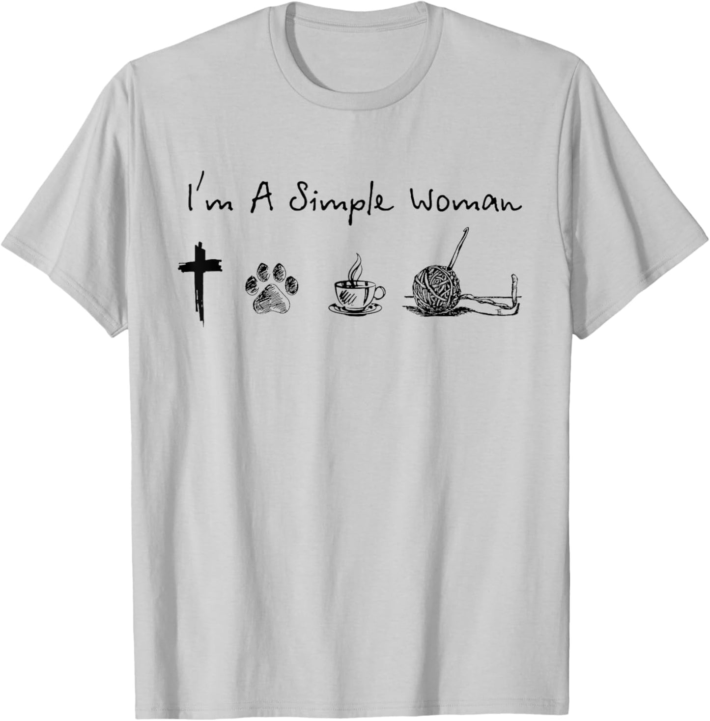 I'm a simple woman Jesus dog coffee crochet T-Shirt - T-Shirt | Ash