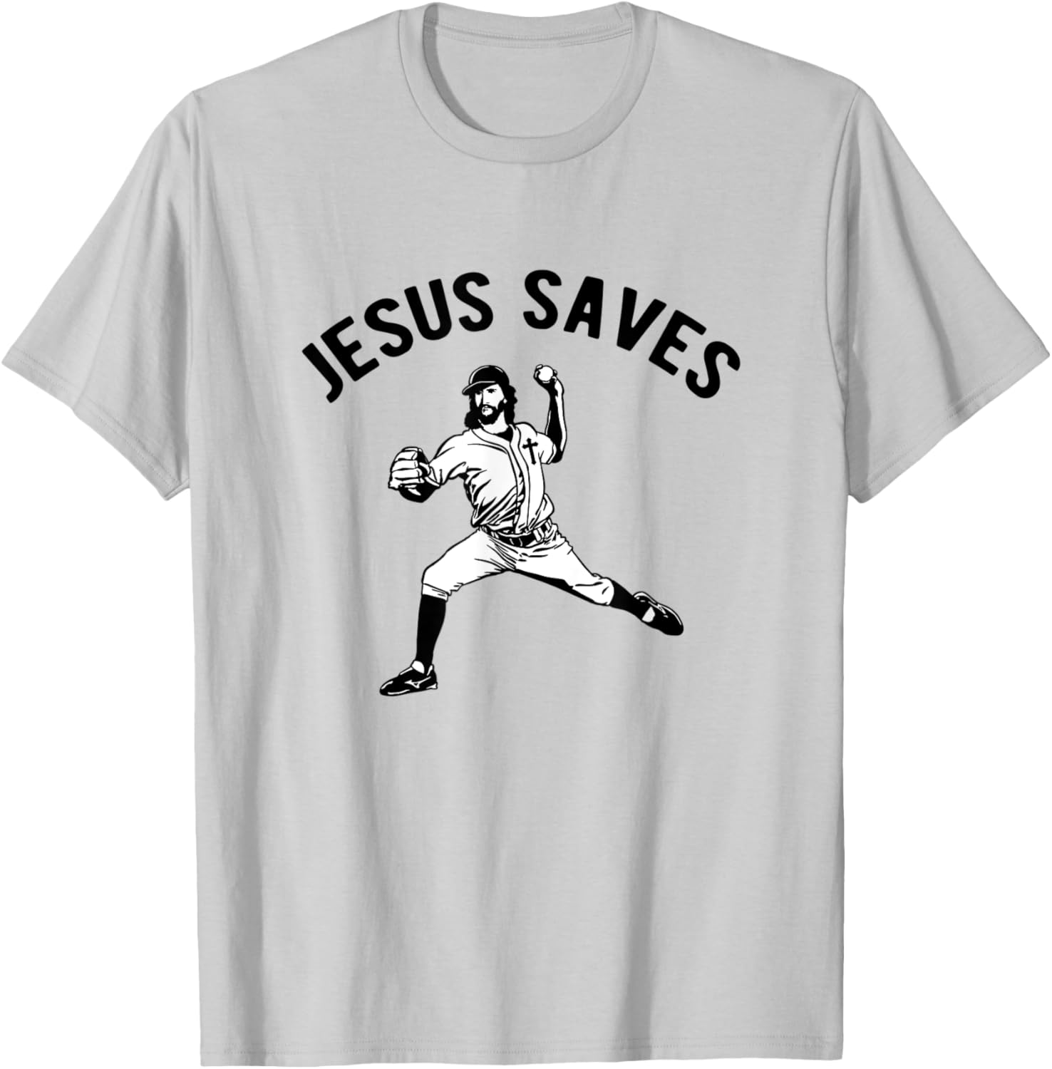 Jesus Saves Baseball pitcher T-Shirt - T-Shirt | Ash