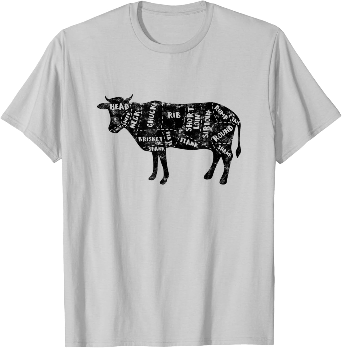 Cow Butcher Beef Cuts Diagram - Meat Cutting Cooking Butcher T-Shirt - T-Shirt | Ash