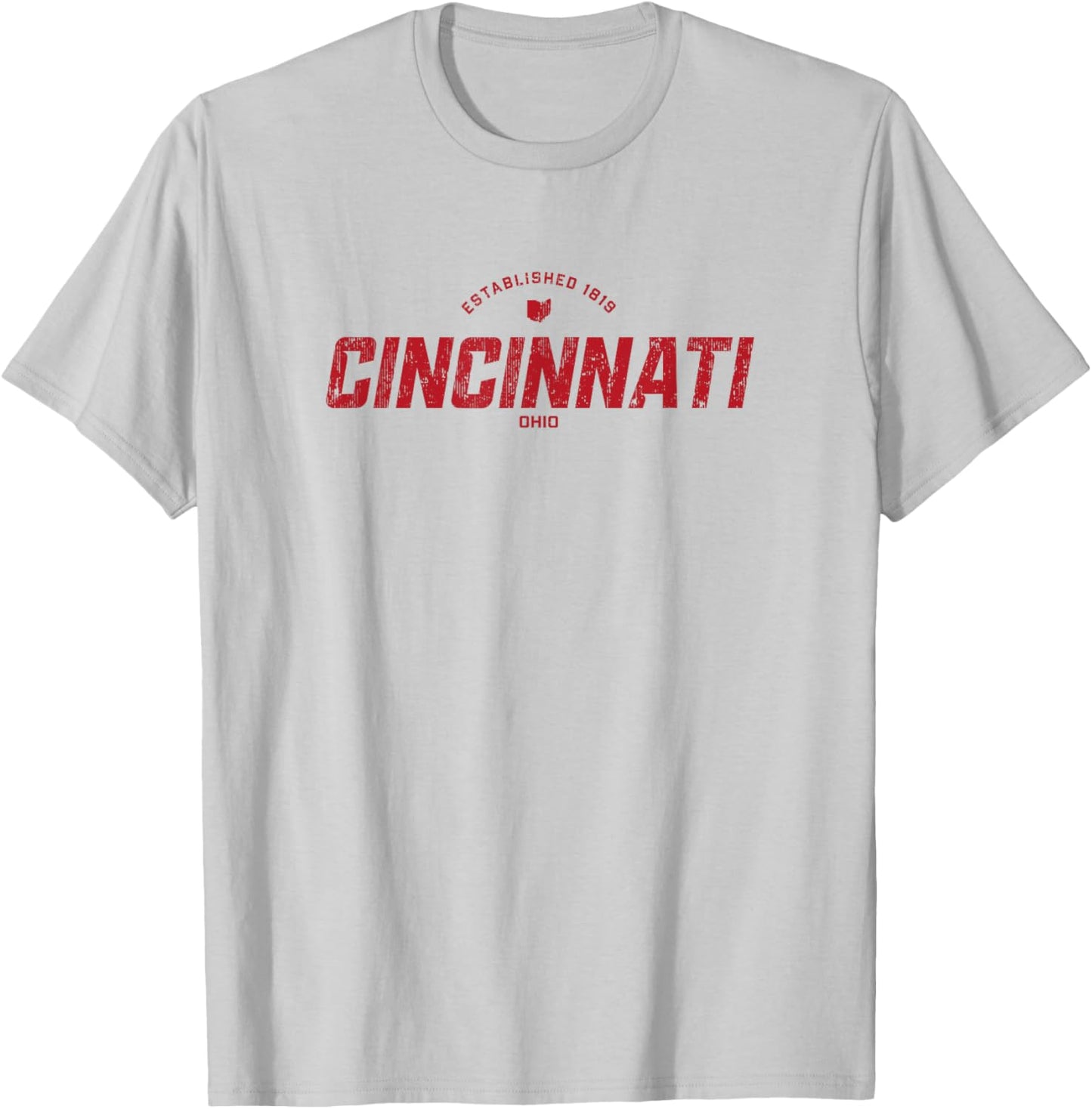 Cincinnati Ohio OH Vintage Athletic Red Sports Logo T-Shirt - T-Shirt | Ash