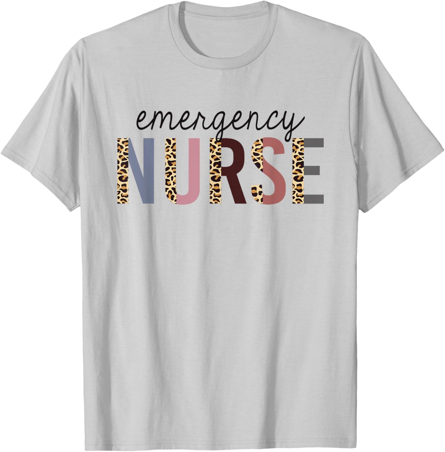 Emergency Nurse Leopard Print ER Nurse Nursing School Women T-Shirt - T-Shirt | Ash