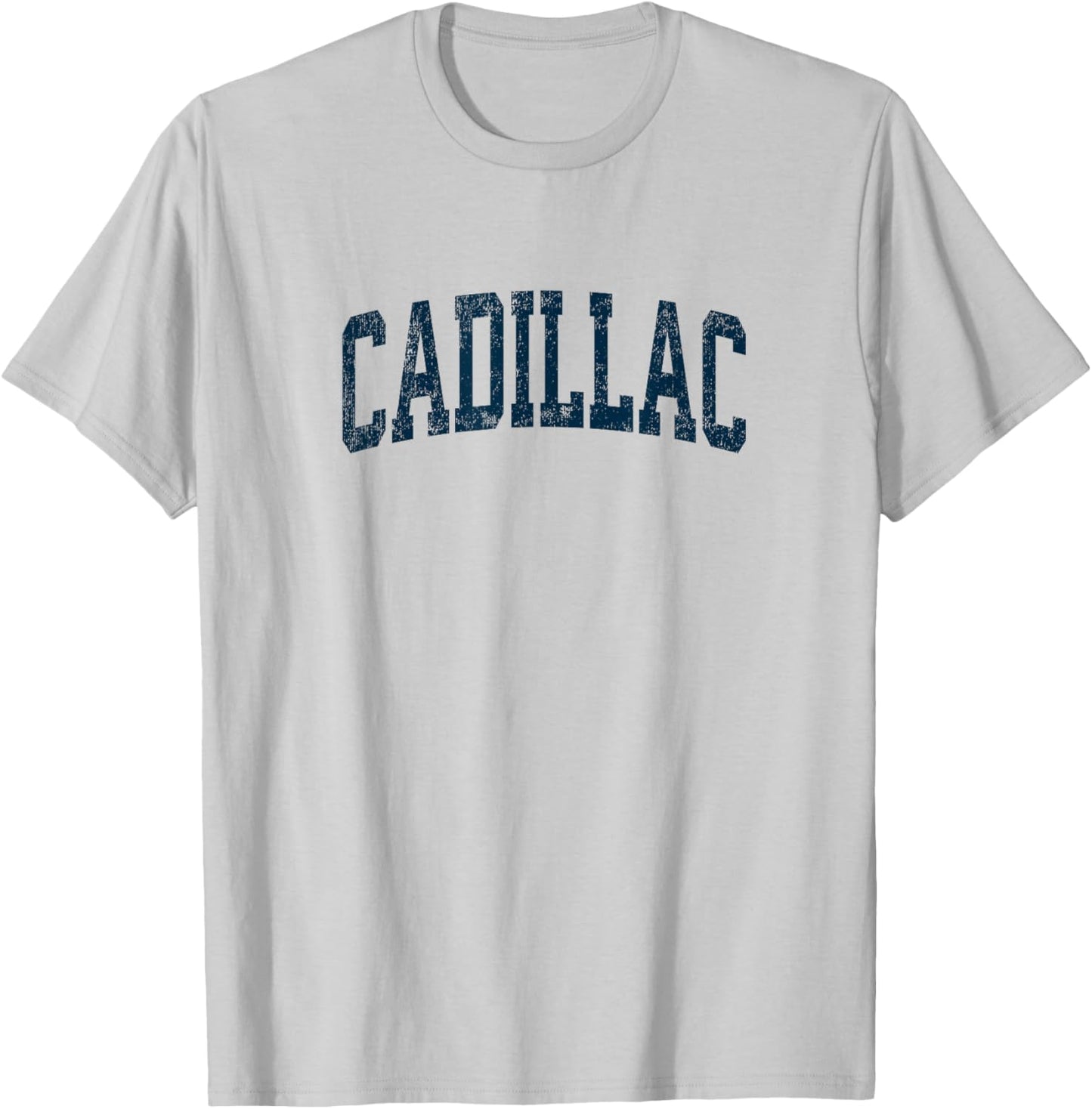 Cadillac Michigan MI Vintage Athletic Sports Navy Design T-Shirt - T-Shirt | Ash
