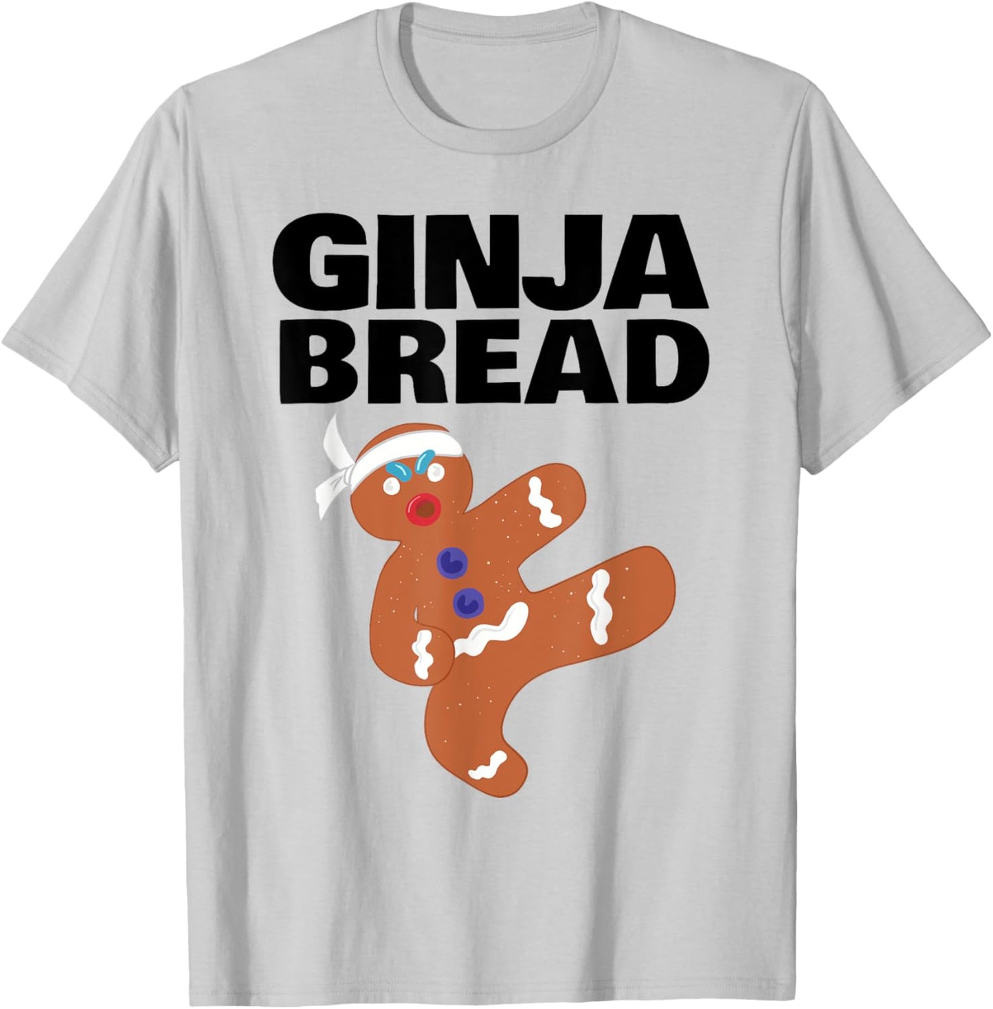 Ginja Bread Man Funny Ninja Gingerbread Man T-Shirt - T-Shirt | Ash