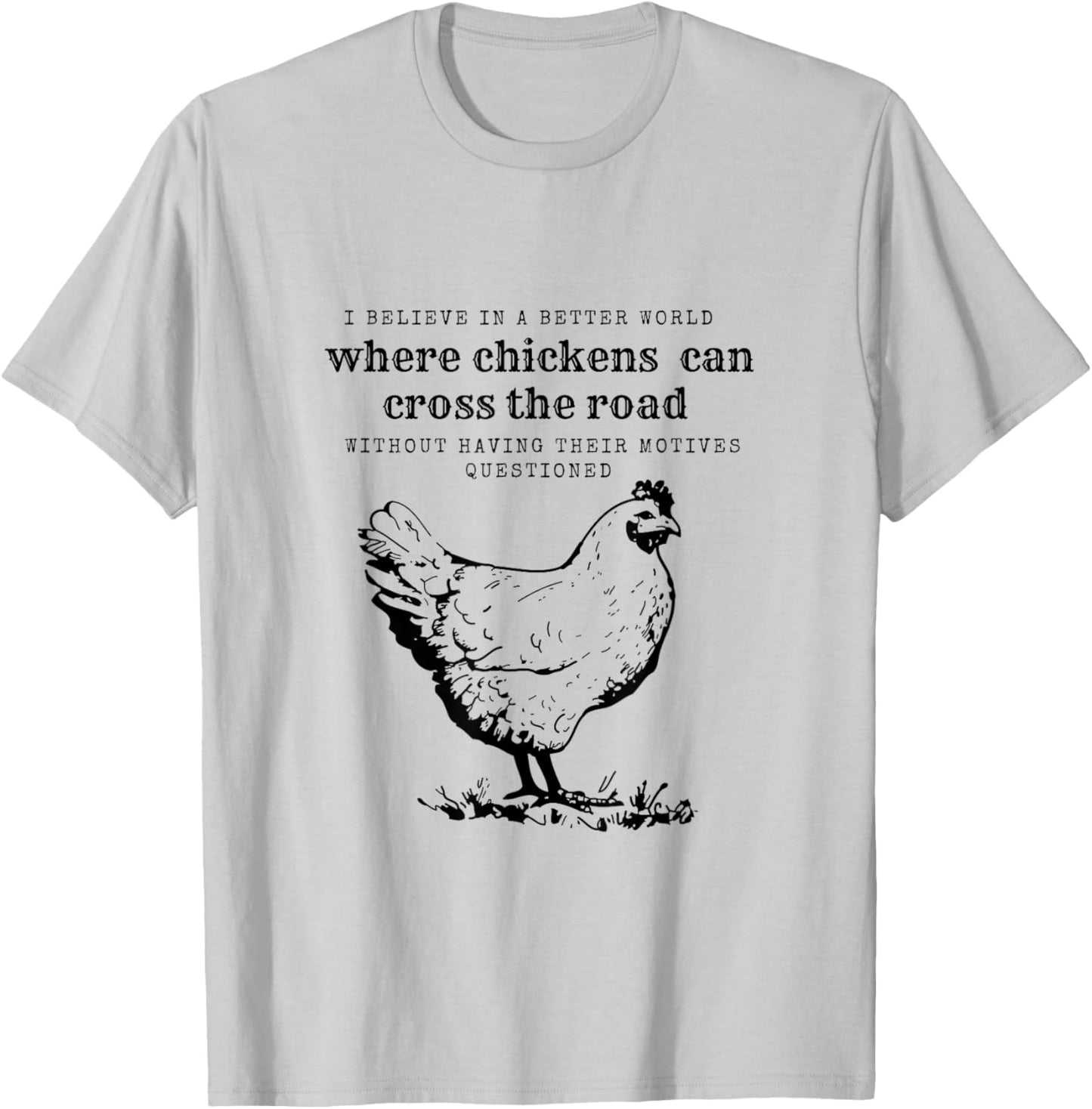 Chicken Humor-Chicken Crossing the Road T-Shirt - T-Shirt | Ash