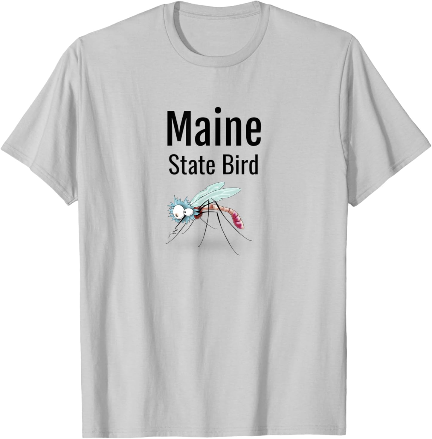 Maine State Bird Funny Mosquito T-Shirt - T-Shirt | Ash