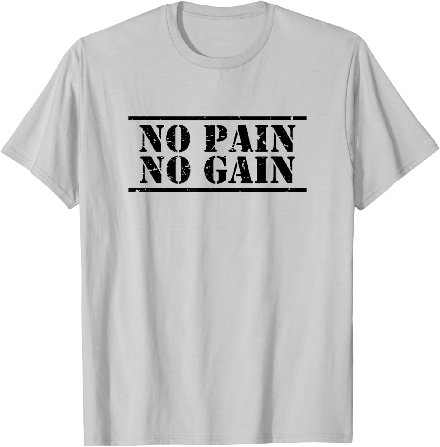 No Pain No Gain sport & fitness training distressed logo T-Shirt - T-Shirt | Ash