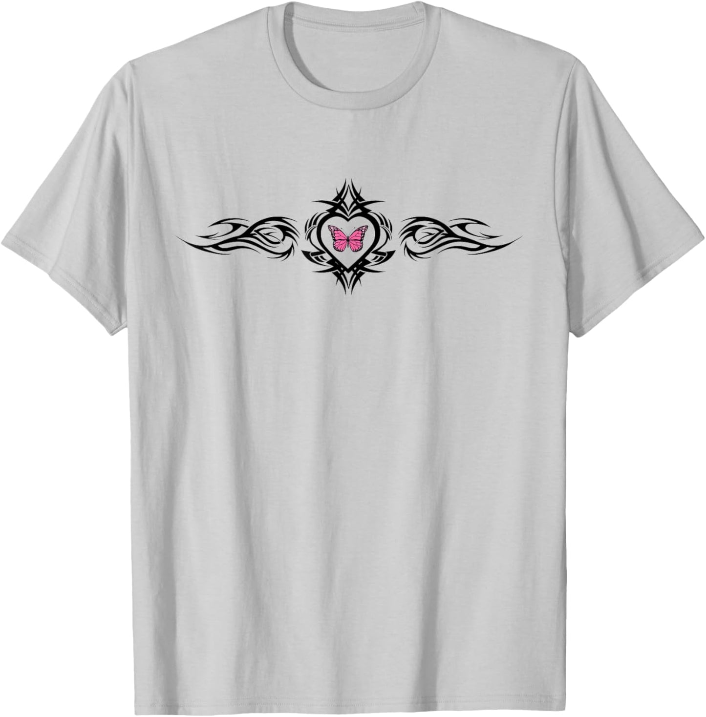 Butterfly Heart Tattoo Pink y2k Grunge Egirl Aesthetic T-Shirt - T-Shirt | Ash