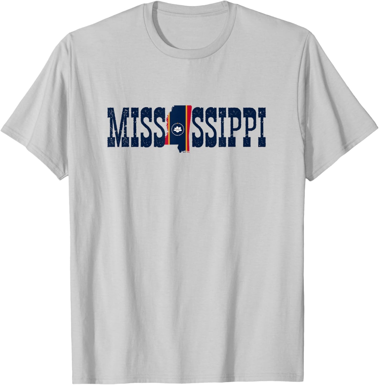 Jersey Mississippi Clothing Souvenir Men Mississippi State and Mississippi Flag Pride T-Shirt - T-Shirt | Ash