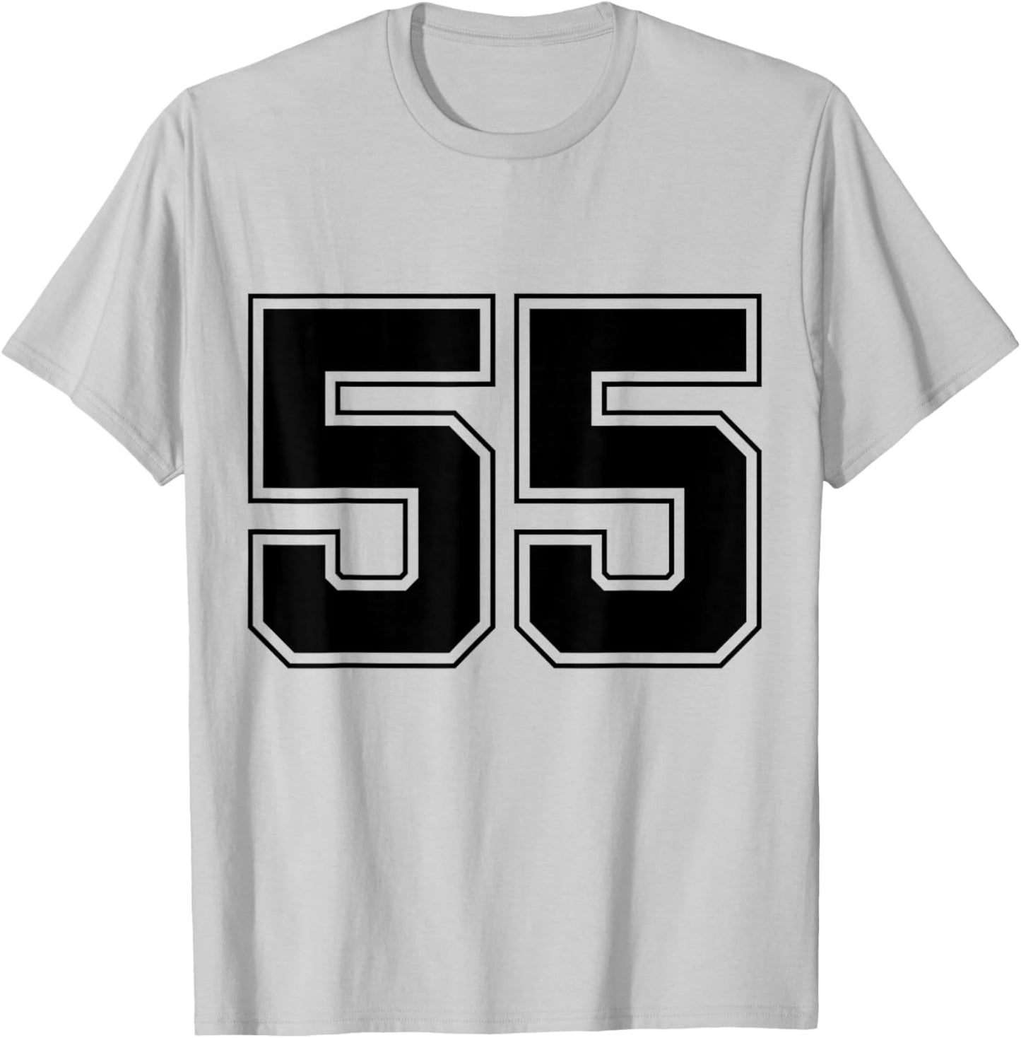 Number 55 Big Bold Capital Varsity Alphabet Monogram T-Shirt - T-Shirt | Ash