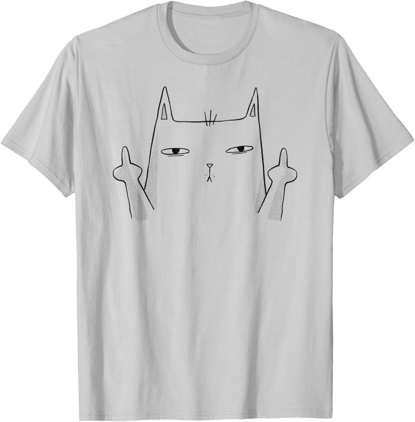 Funny Angry Cat Rude Kitty Middle Finger T-Shirt - T-Shirt | Ash