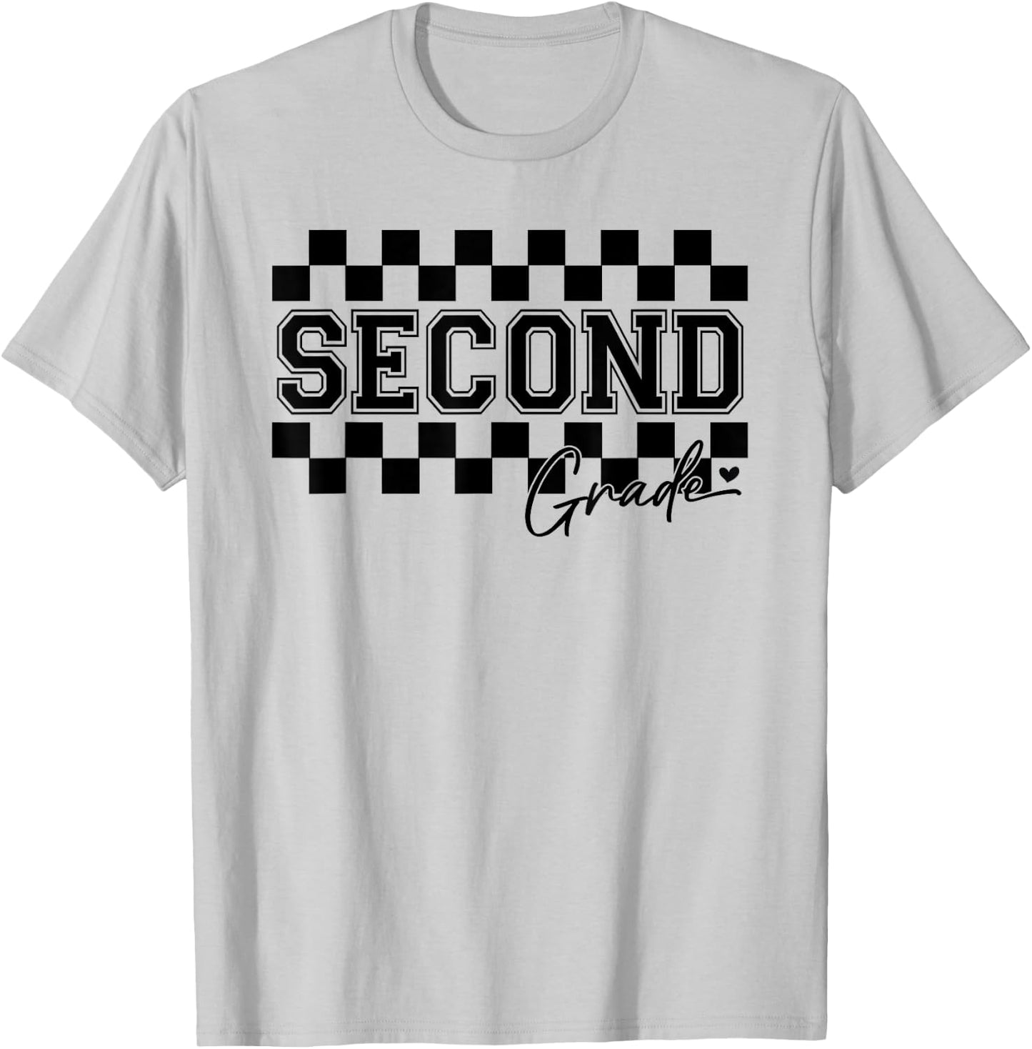Second Grade Checkered Teacher 1st Day Back to School Women T-Shirt - T-Shirt | Ash