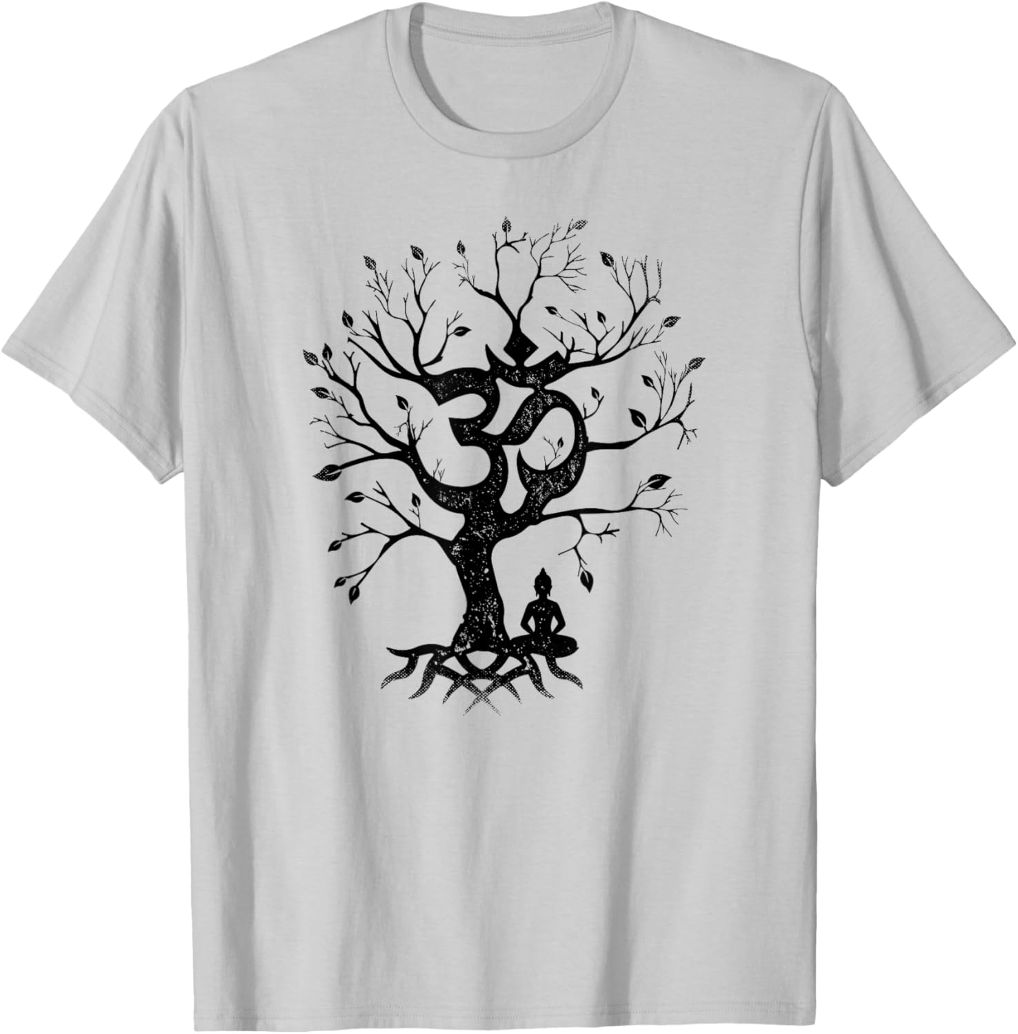 Tree of Life and Ohm Symbol Design or Men Om T-Shirt - T-Shirt | Ash