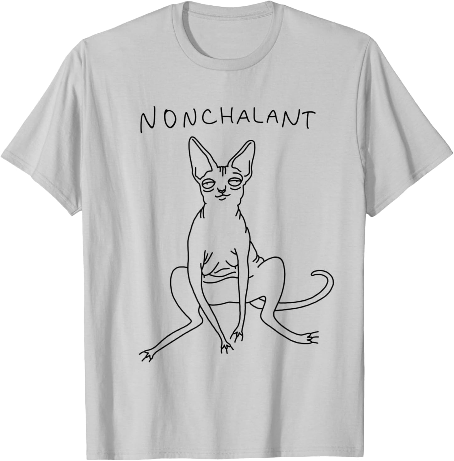 Nonchalant Sphynx Cat Funny Gift | Nakdcat T-Shirt - T-Shirt | Ash