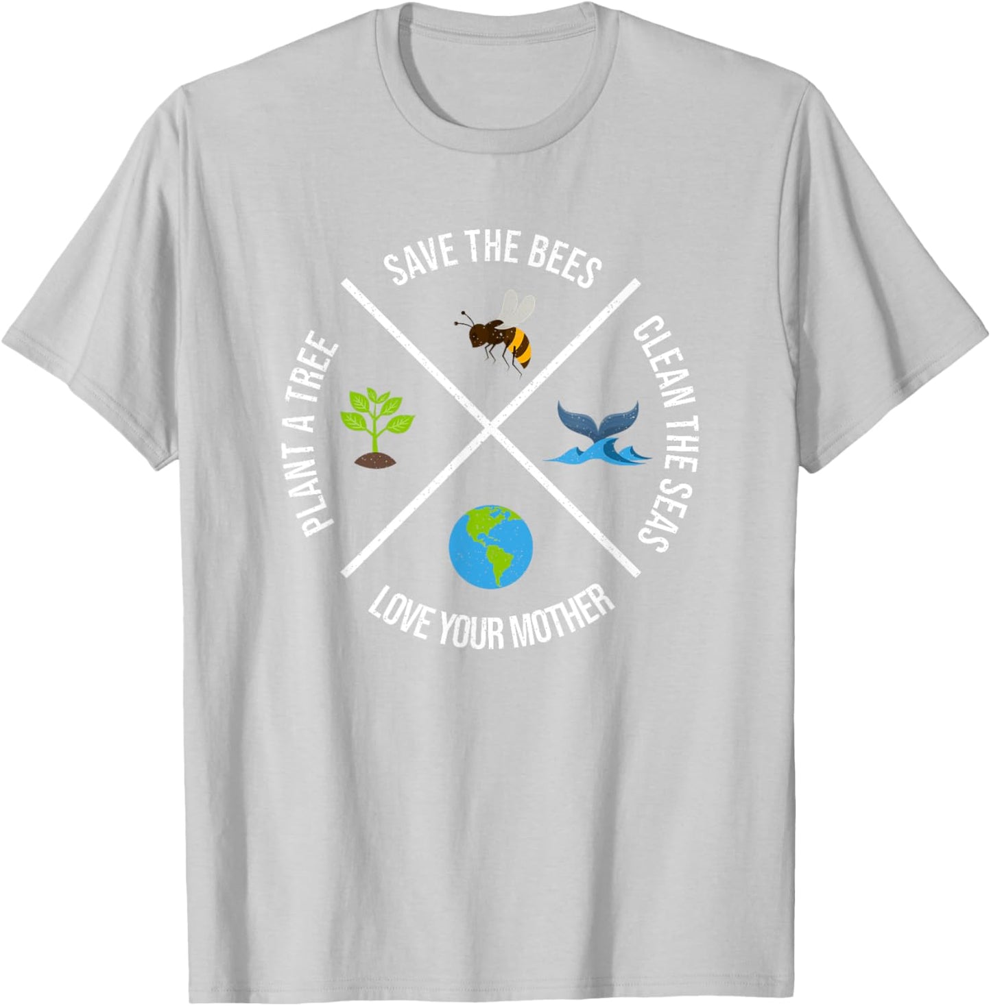 Happy Earth Day Plant Trees Clean Seas Save Bees Fun Science T-Shirt - T-Shirt | Ash