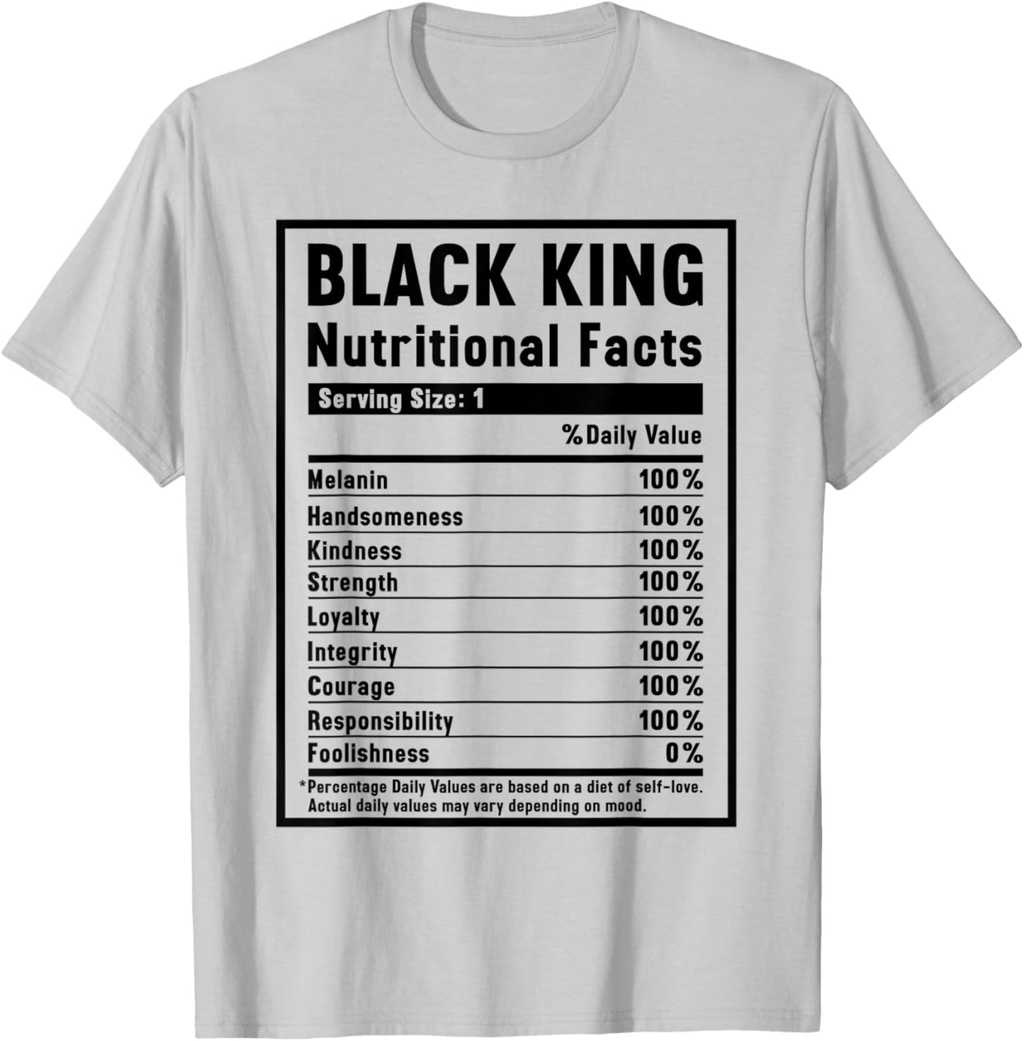 Black King Nutritional Facts T-Shirt - T-Shirt | Ash