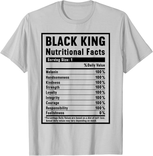 Black King Nutritional Facts T-Shirt - T-Shirt | Ash