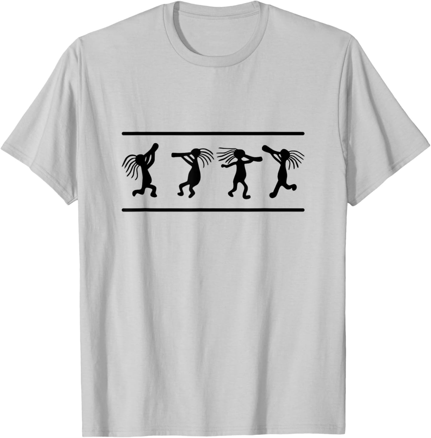 Native American Merchandise Kokopelli Dance - , Grey, Small, Short Sleeve T-Shirt - T-Shirt | Ash