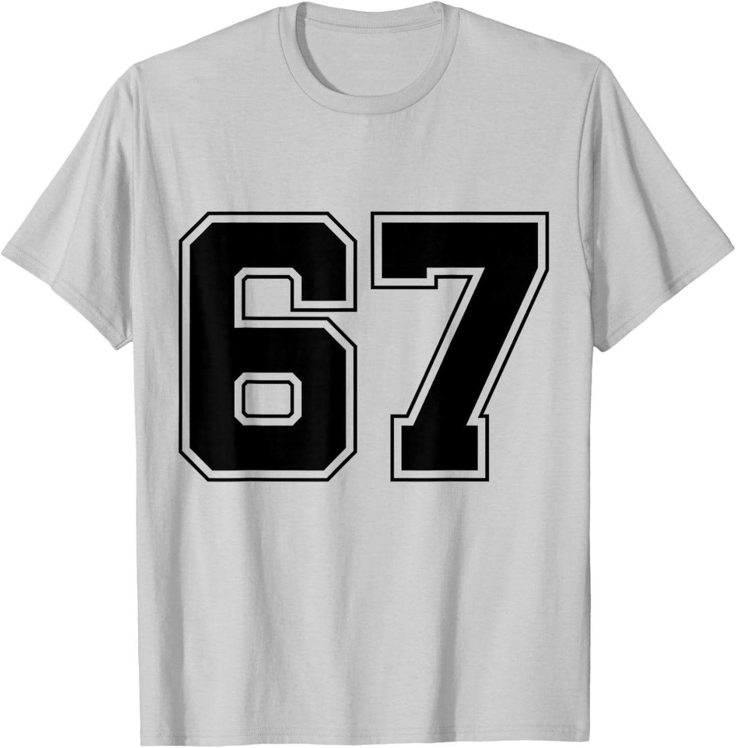 Number 67 Big Bold Capital Varsity Alphabet Monogram T-Shirt - T-Shirt | Ash