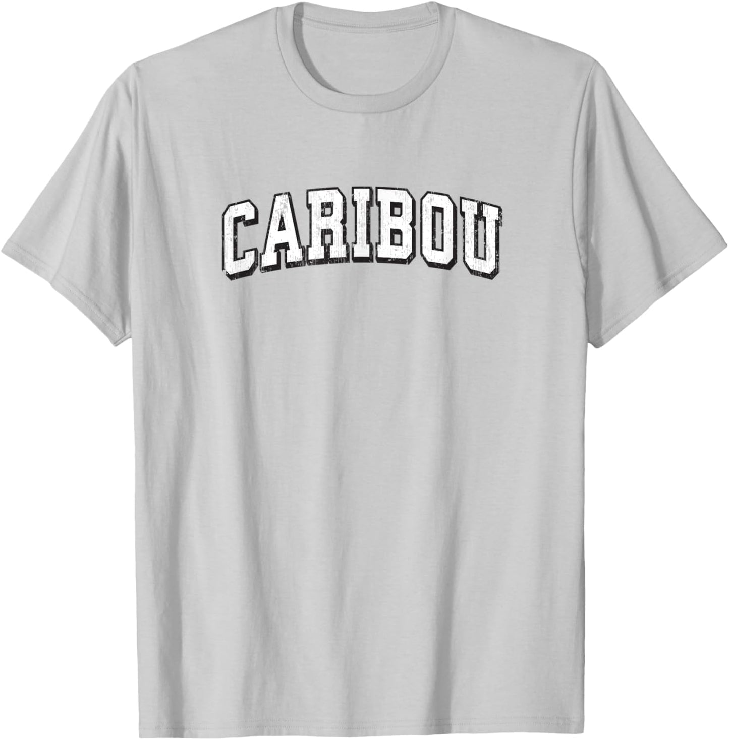 Caribou Maine Vintage Athletic Sports B&W Print T-Shirt - T-Shirt | Ash