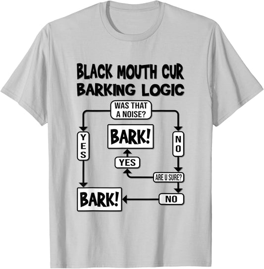 Dog Barking Logic, funny dog gift, Funny Black Mouth Cur Women Girls Kids T-Shirt - T-Shirt | Ash