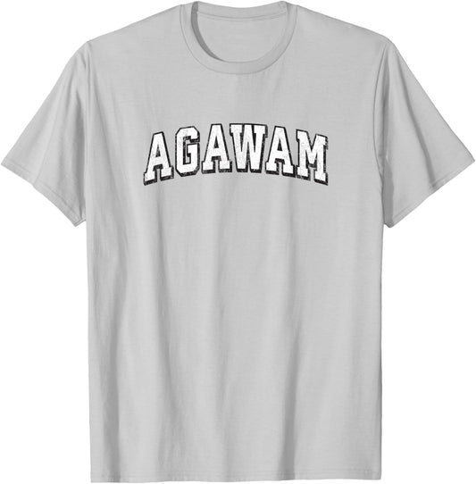Agawam Massachusetts Vintage Athletic Sports B&W Print T-Shirt - T-Shirt | Ash