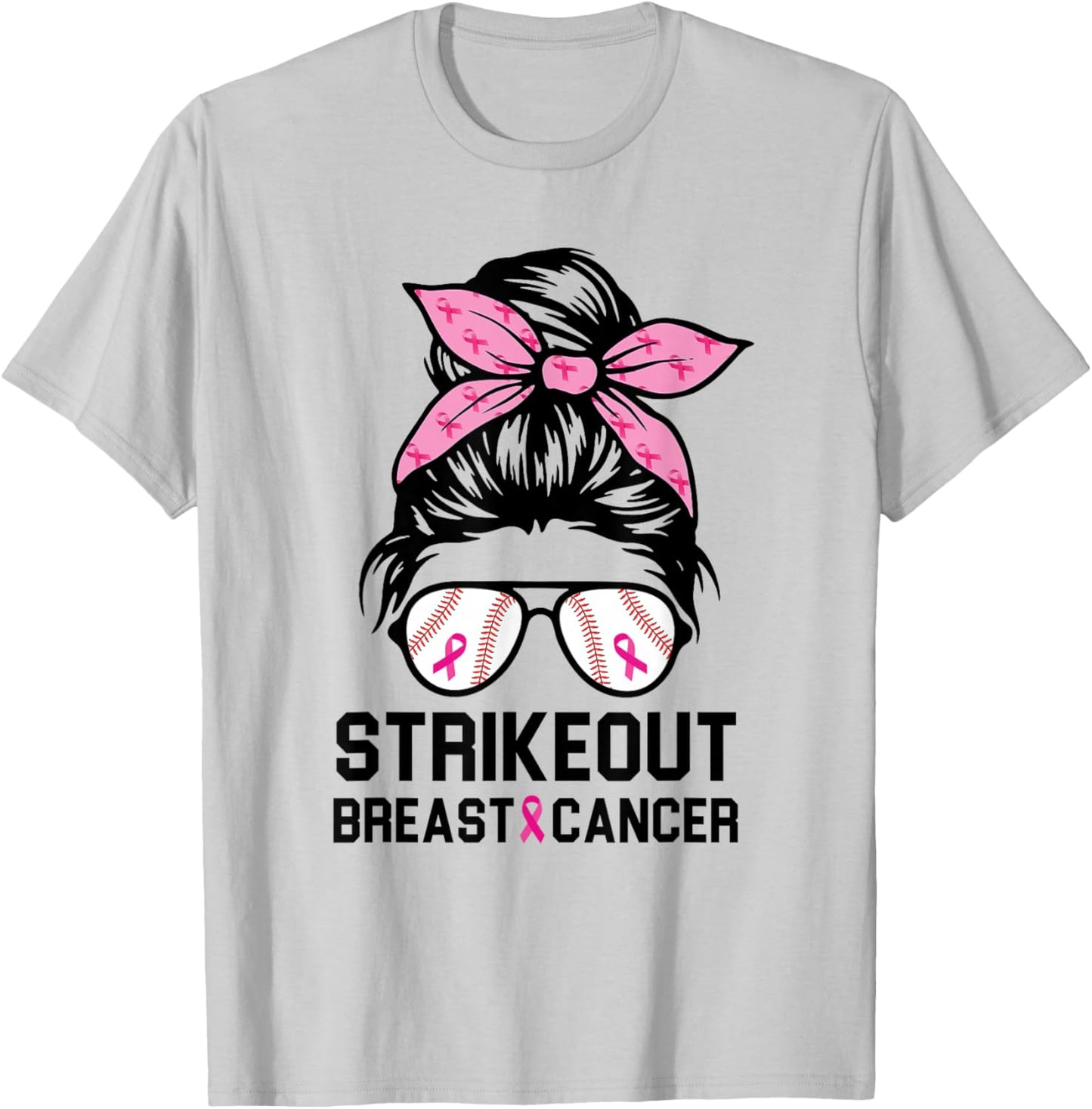 Strike Out Breast Cancer Awareness Baseball Mom Women T-Shirt - T-Shirt | Ash