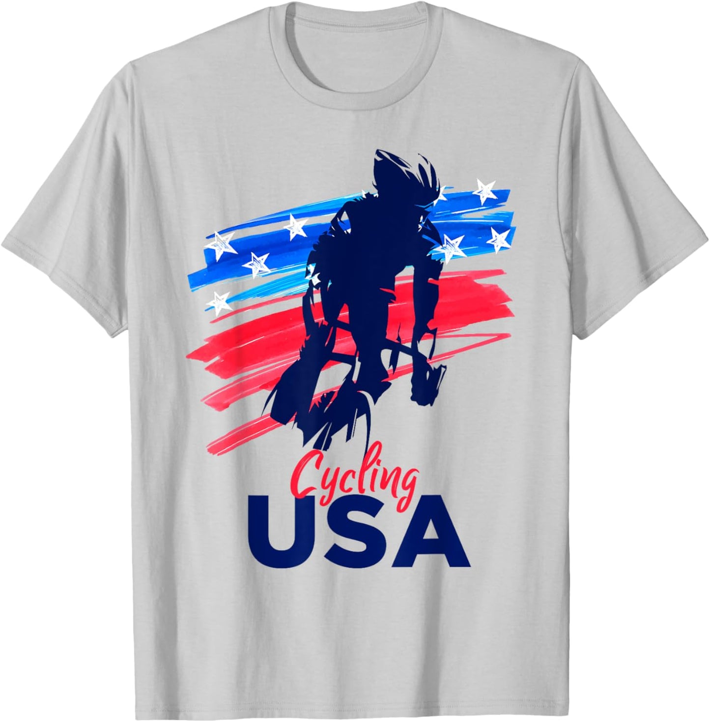 Cycling USA Flag Bicycle Team Player Cycling Lover T-Shirt - T-Shirt | Ash