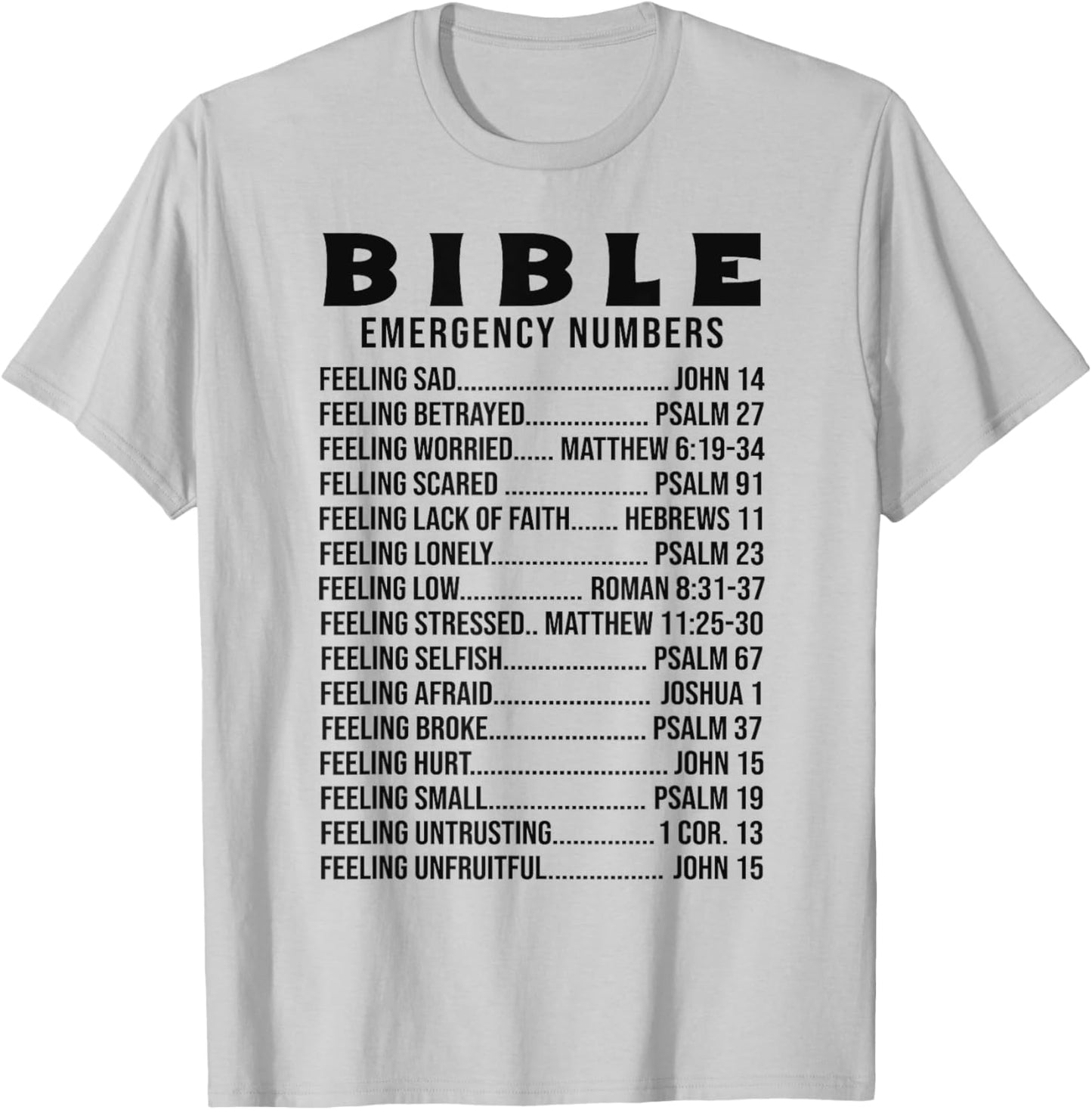 Bible Emergency Numbers Scripture Quotes Men Women T-Shirt - T-Shirt | Ash