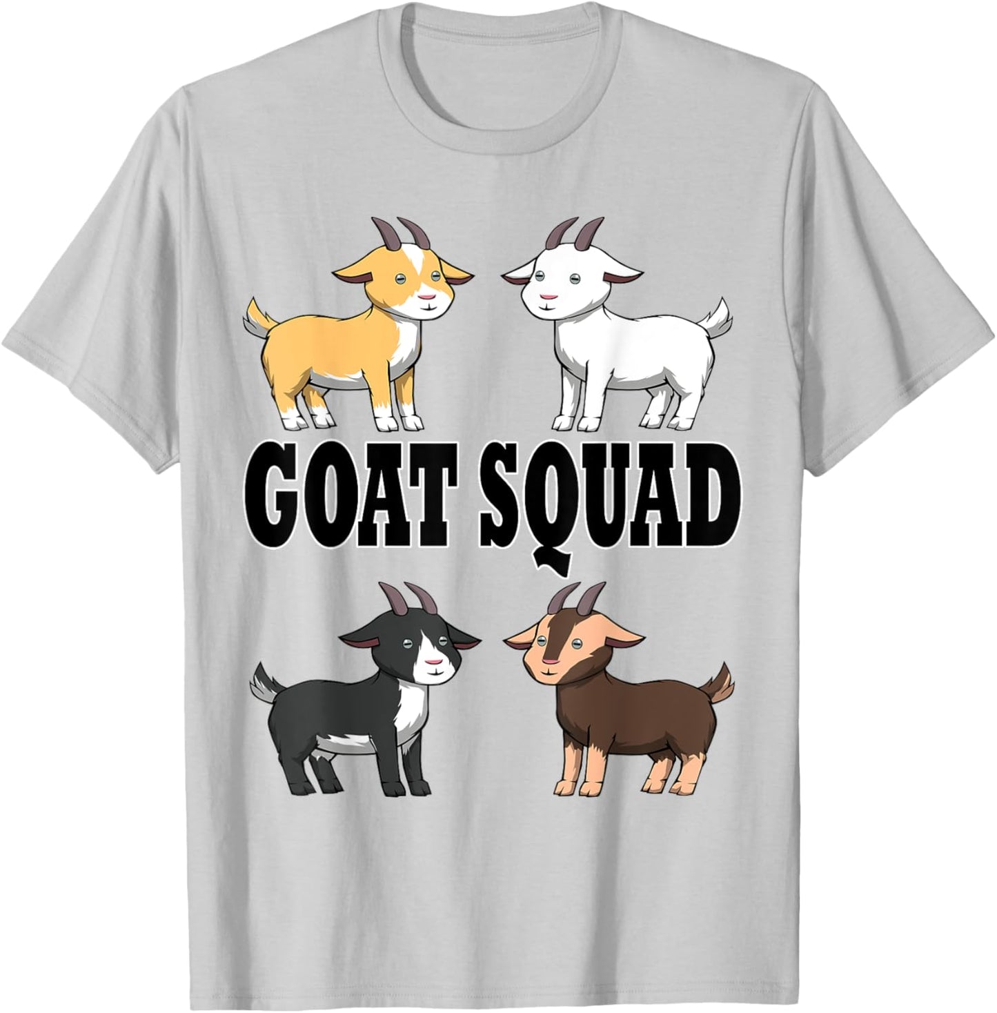 Smiling Goats Ironic Farm Animals T-Shirt - T-Shirt | Ash