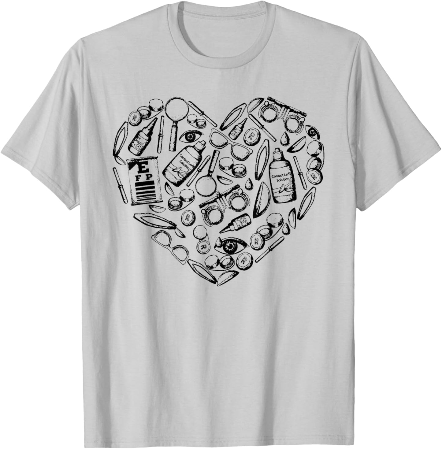 Optometry Symbols Heart, Eyeglasses Spectacles, Optician Lif T-Shirt - T-Shirt | Ash