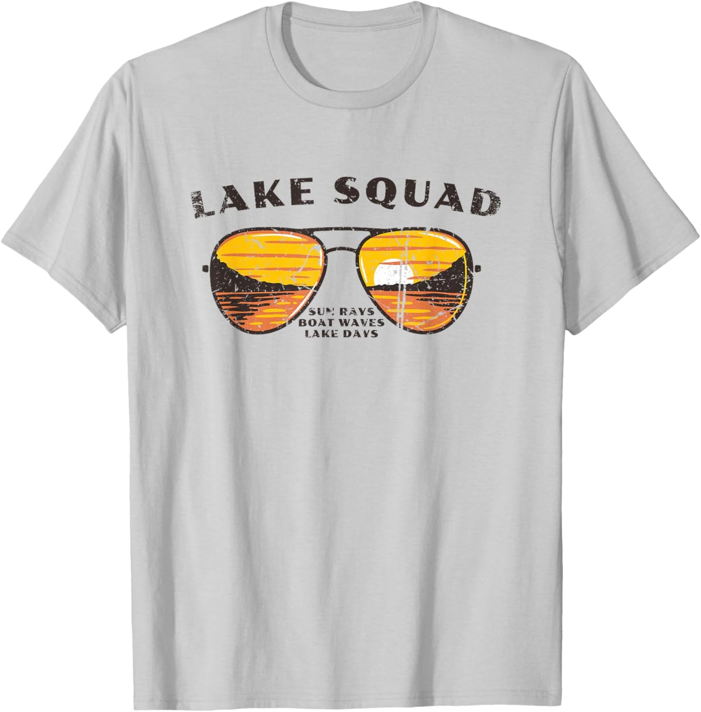 Lake Squad Matching Group Sunset Scene Sunglasses T-Shirt - T-Shirt | Ash