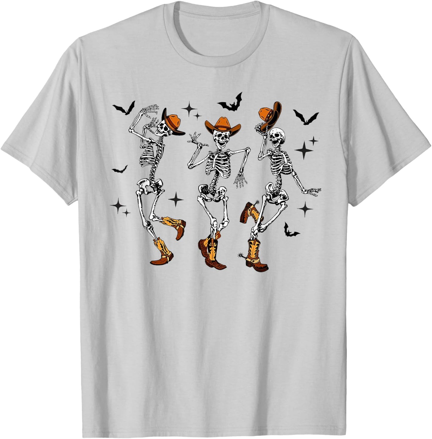Skeleton Cowboy Dancing Halloween T-Shirt - T-Shirt | Ash