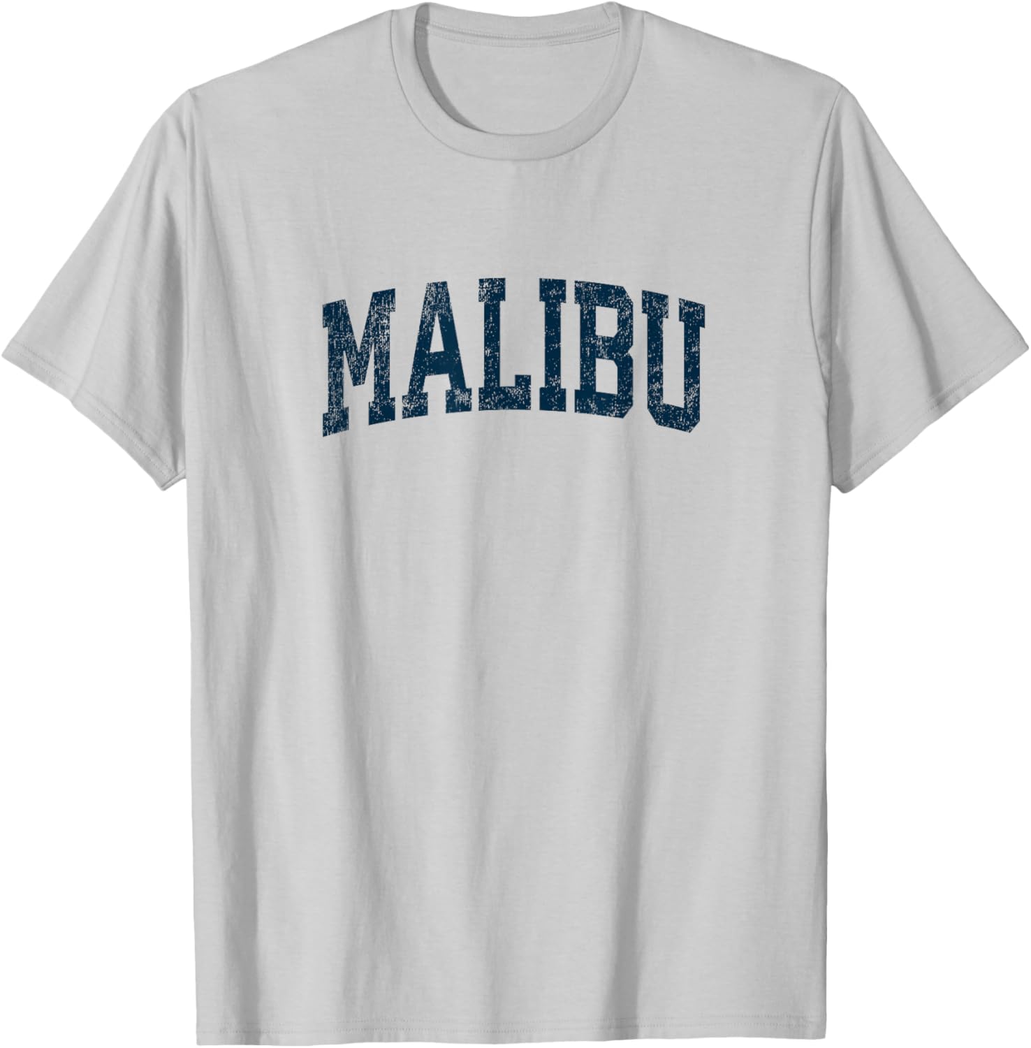 Malibu California CA Vintage Athletic Sports Navy Design T-Shirt - T-Shirt | Ash