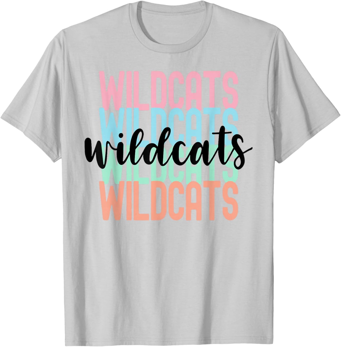 Wildcats Team Mascot School Spirit Game Night T-Shirt - T-Shirt | Ash