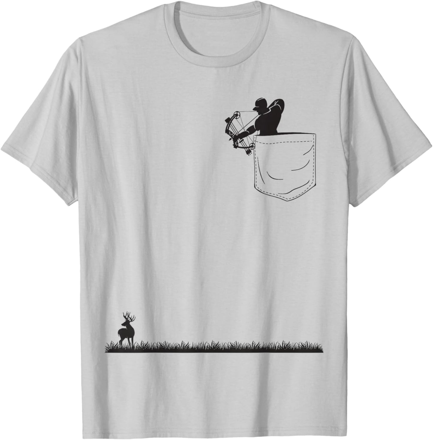 Bowhunt Shirt | Archer Deer Hunter Pocket Bowhunt T-Shirt - T-Shirt | Ash