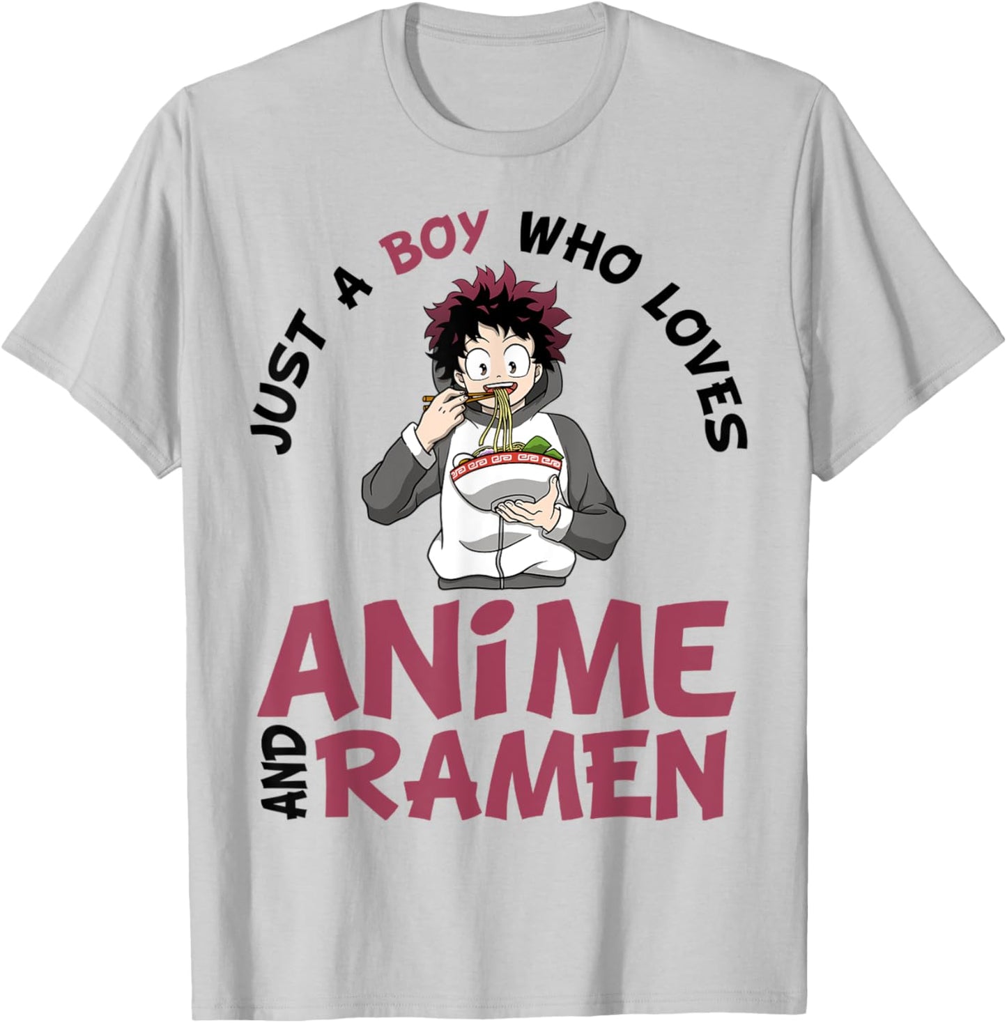 Just a Boy Who Loves Anime and Ramen Men Teen Boys T-Shirt - T-Shirt | Ash