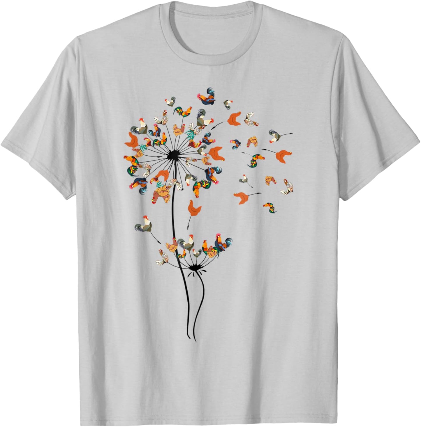 Chicken Lover Dandelion Chicken Flower Animal Farm T-Shirt - T-Shirt | Ash