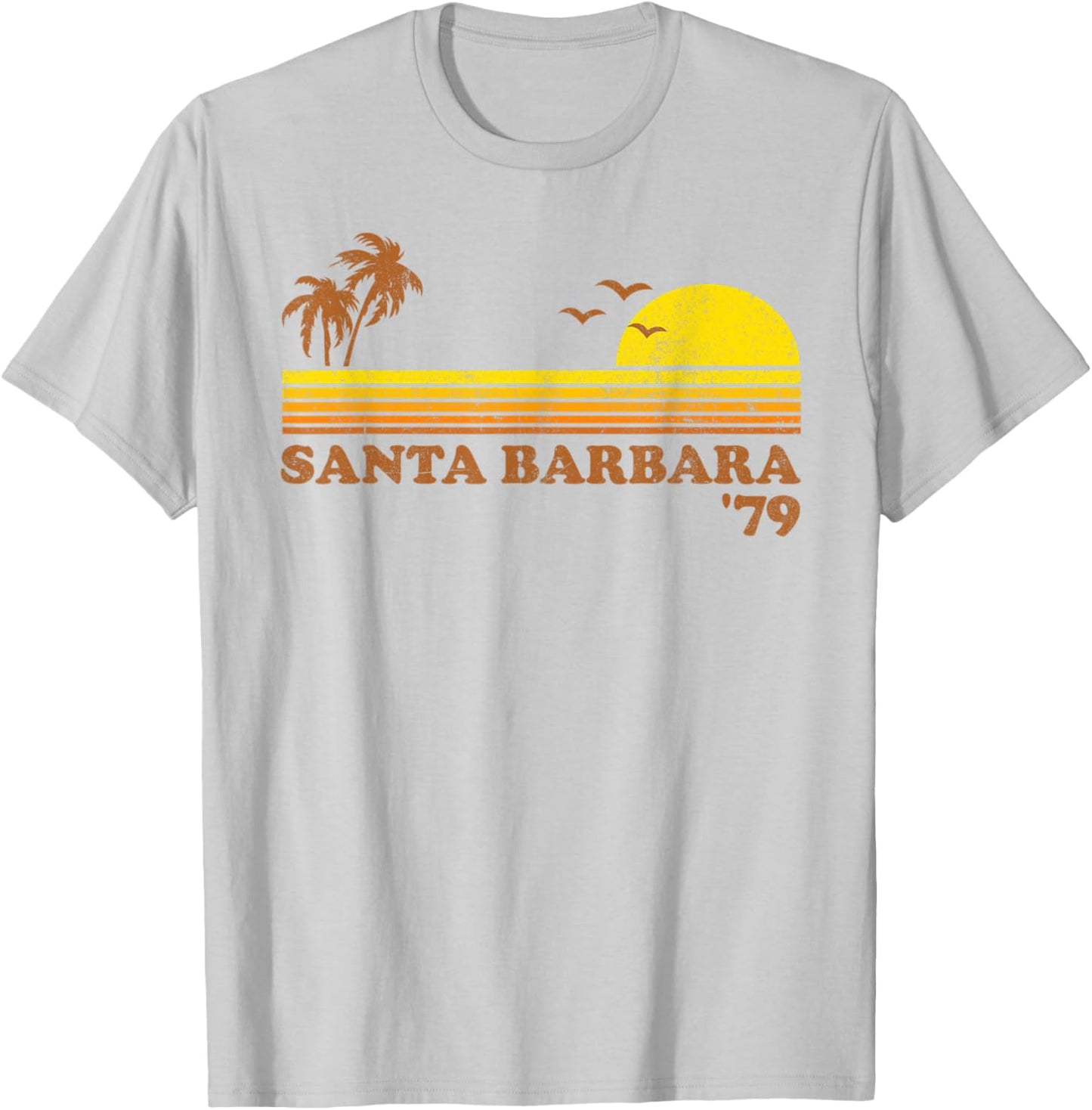 Vintage Santa Barbara Beach California Retro Sunset 70s Gift T-Shirt - T-Shirt | Ash