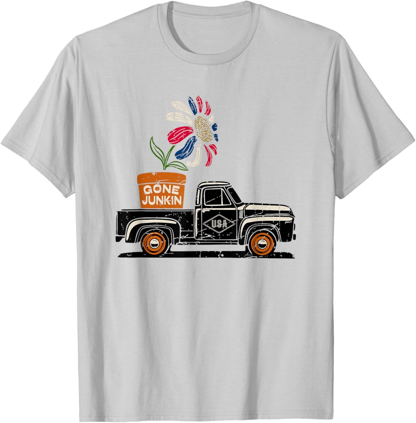Gone Junkin - Antique Junk Thrifting Hunt Patriotic American T-Shirt - T-Shirt | Ash