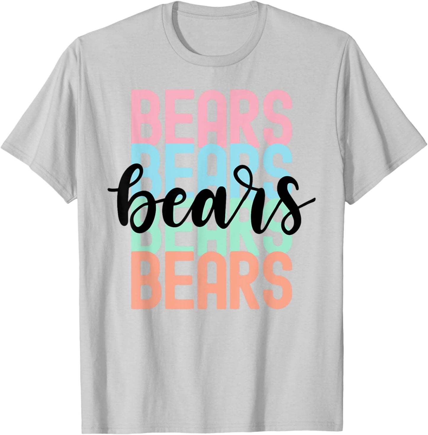 Bears Team Mascot School Spirit Game Night T-Shirt - T-Shirt | Ash