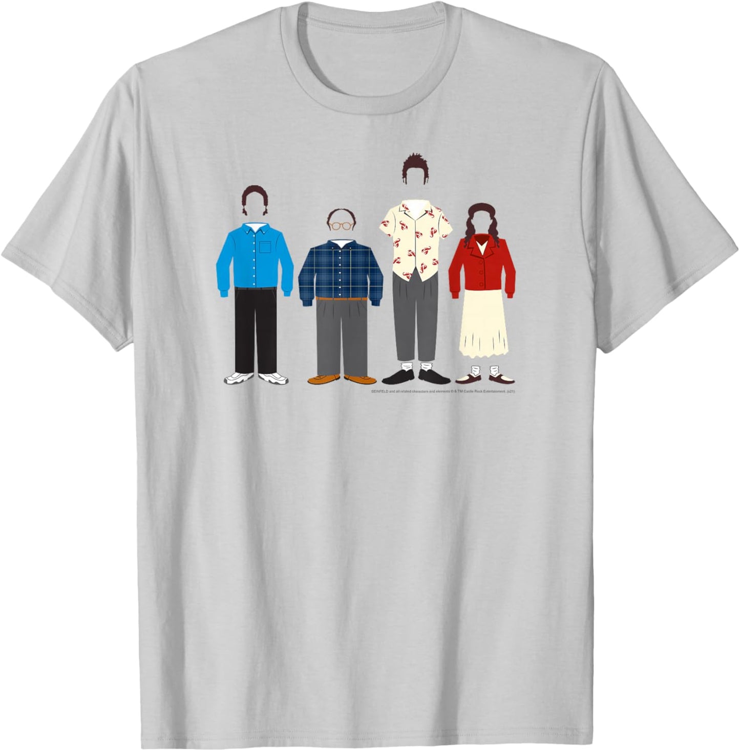 Seinfeld Cast Outlines with Outfits Funny 90's TV Show T-Shirt - T-Shirt | Ash