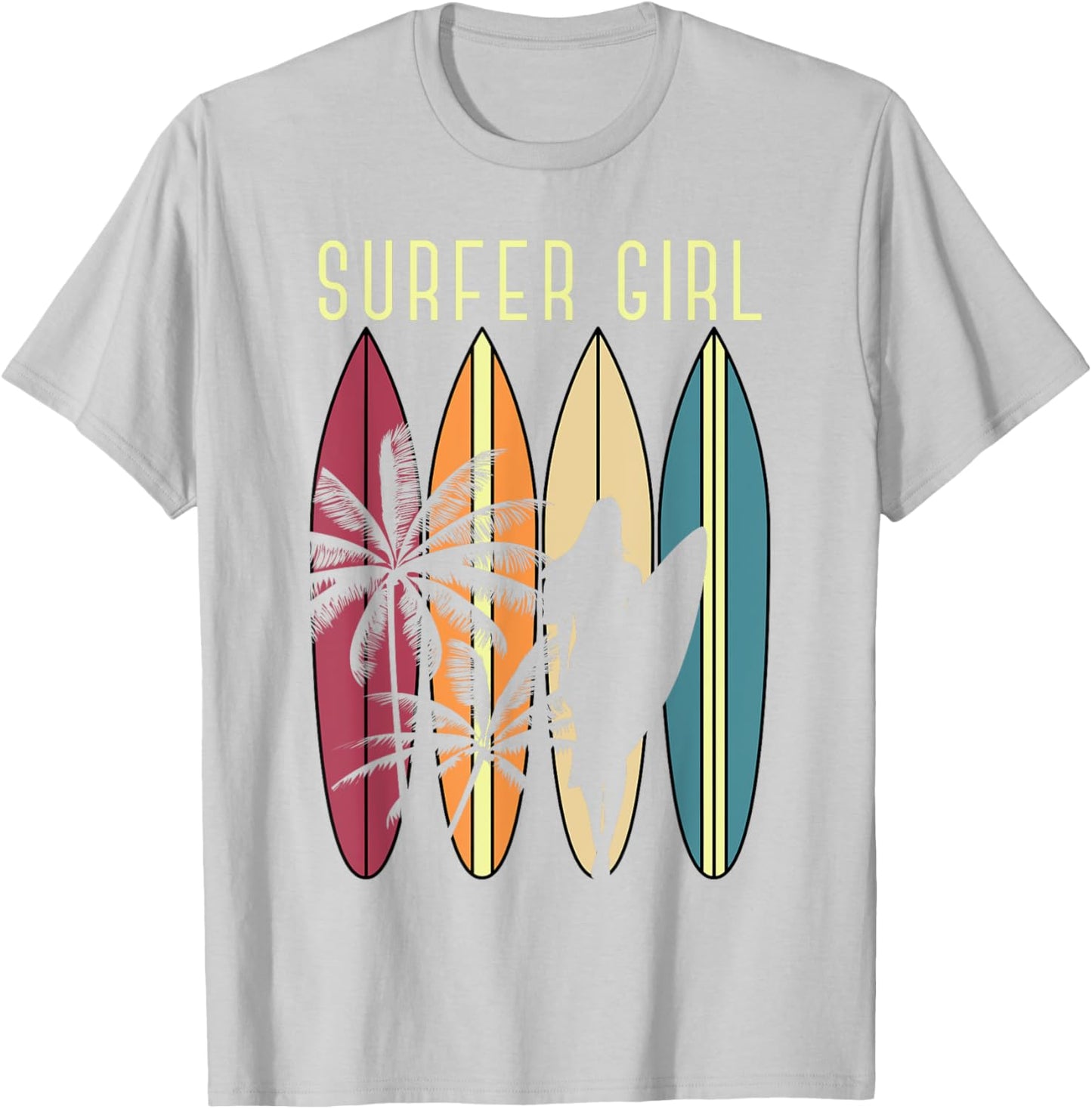 Surfer Girl Surfboard Surfing Women Girls Surf Ocean Surfing T-Shirt - T-Shirt | Ash