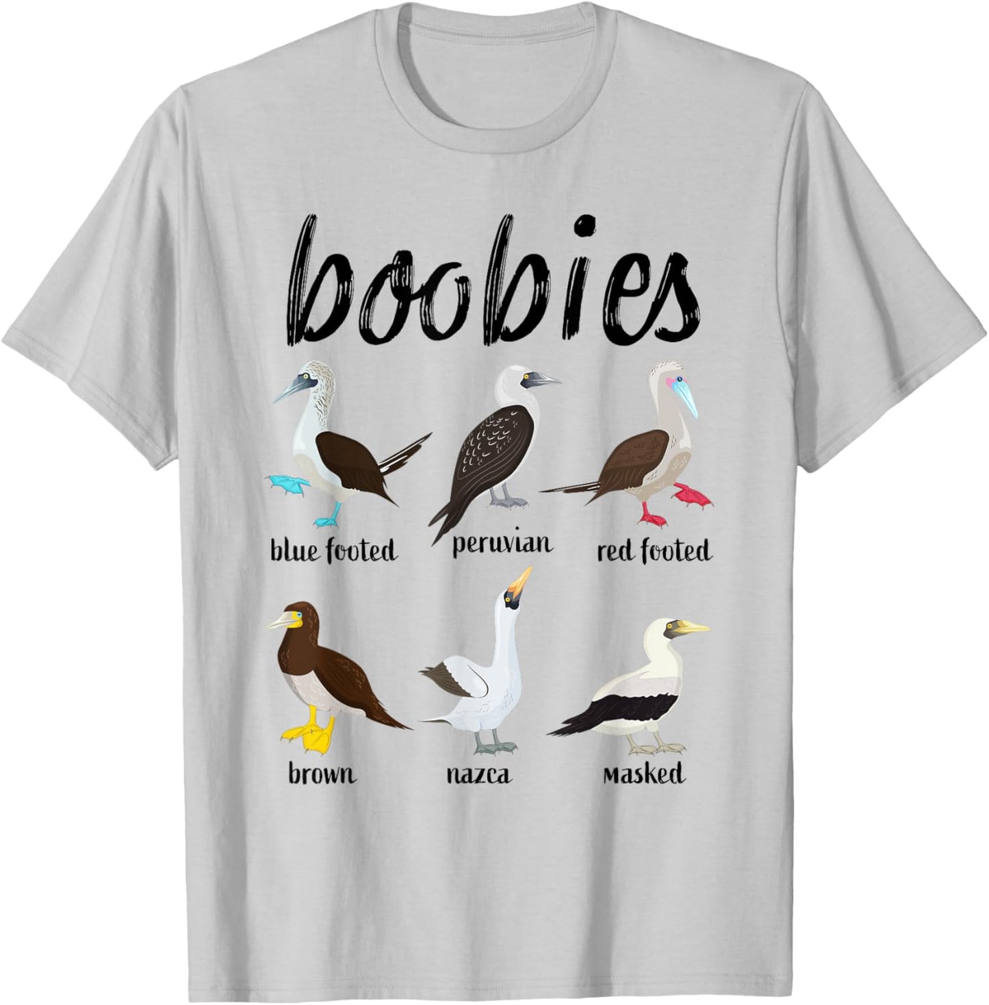 Booby Birds Funny Boobies Funny Fathers Day T-Shirt - T-Shirt | Ash
