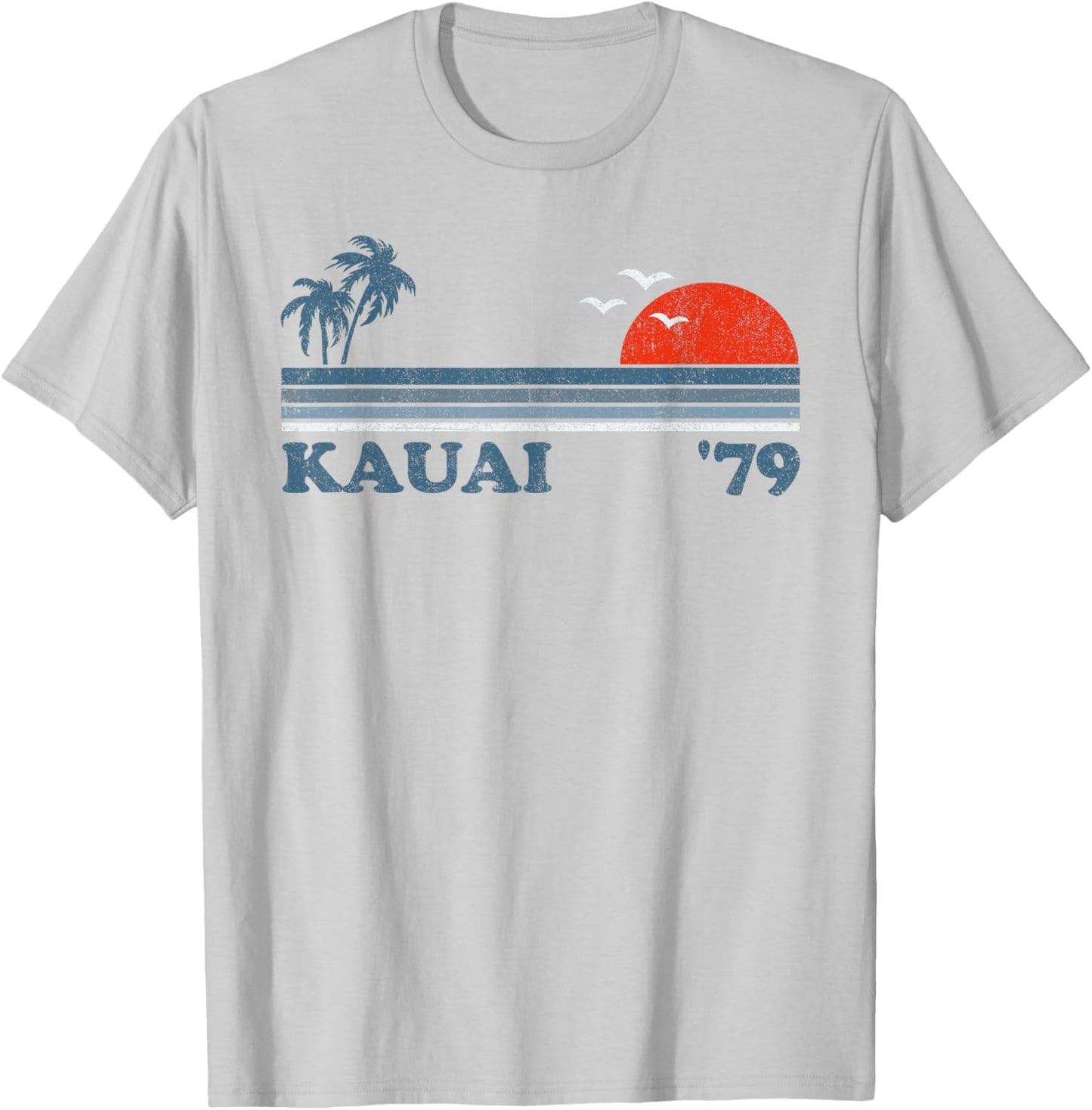 Vintage Kauai Beach Hawaii Retro Hawaiian Surfing 70's Gift T-Shirt - T-Shirt | Ash