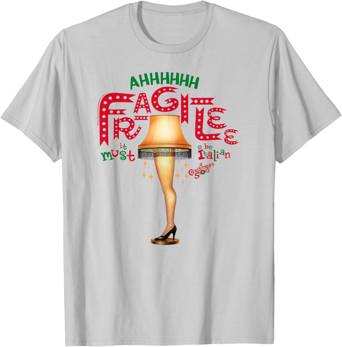 A Christmas Story Ahh Fragilee Leg Lamp Funny Holiday T-Shirt - T-Shirt | Ash