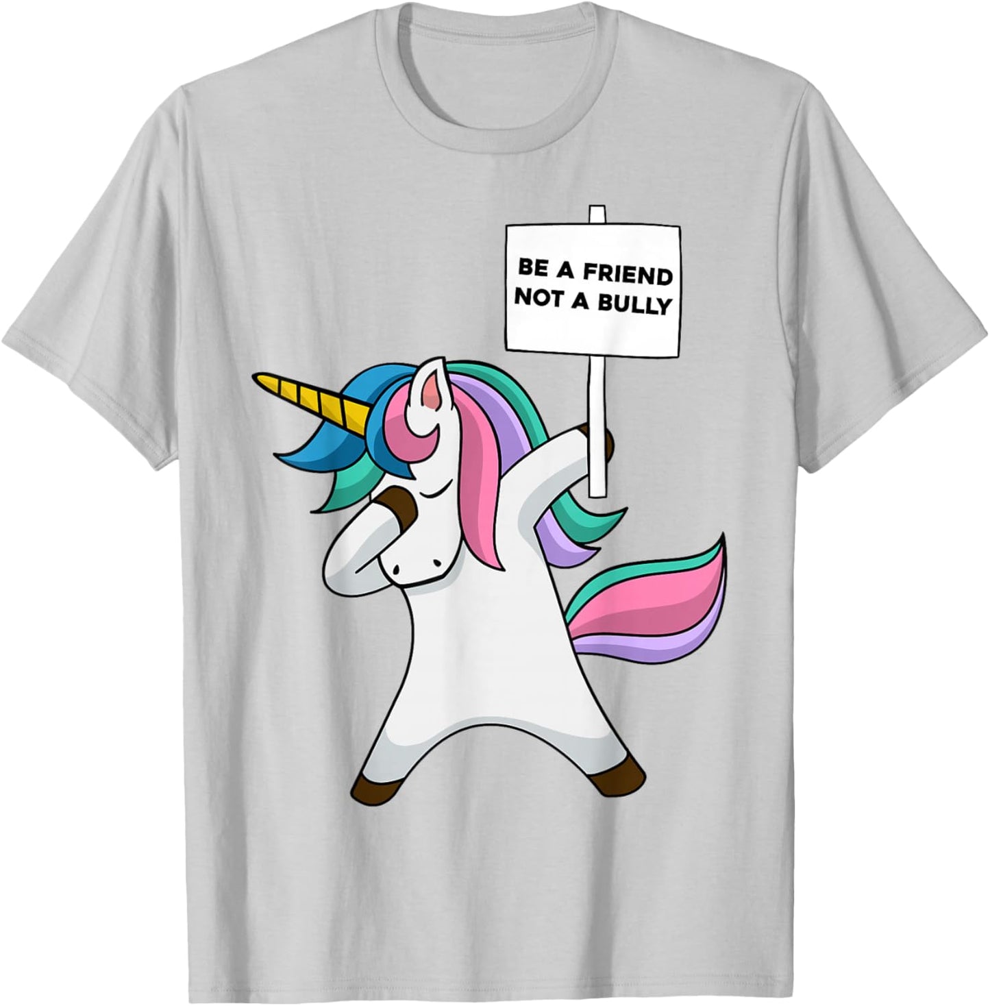 Girls Blue Anti Bullying Be A Friend Not A Bully Prevention T-Shirt - T-Shirt | Ash