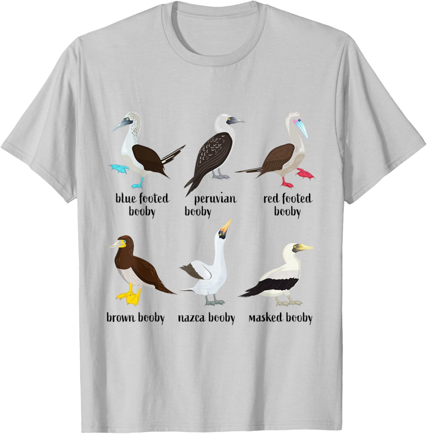Types of Booby Birds galapagos islands wildlife T-Shirt - T-Shirt | Ash