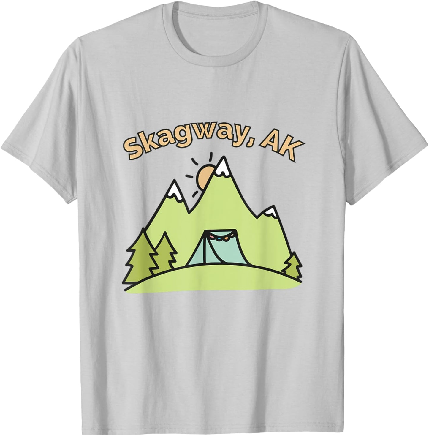 Skagway AK Mountains Hiking Climbing Camping and Outdoors T-Shirt - T-Shirt | Ash