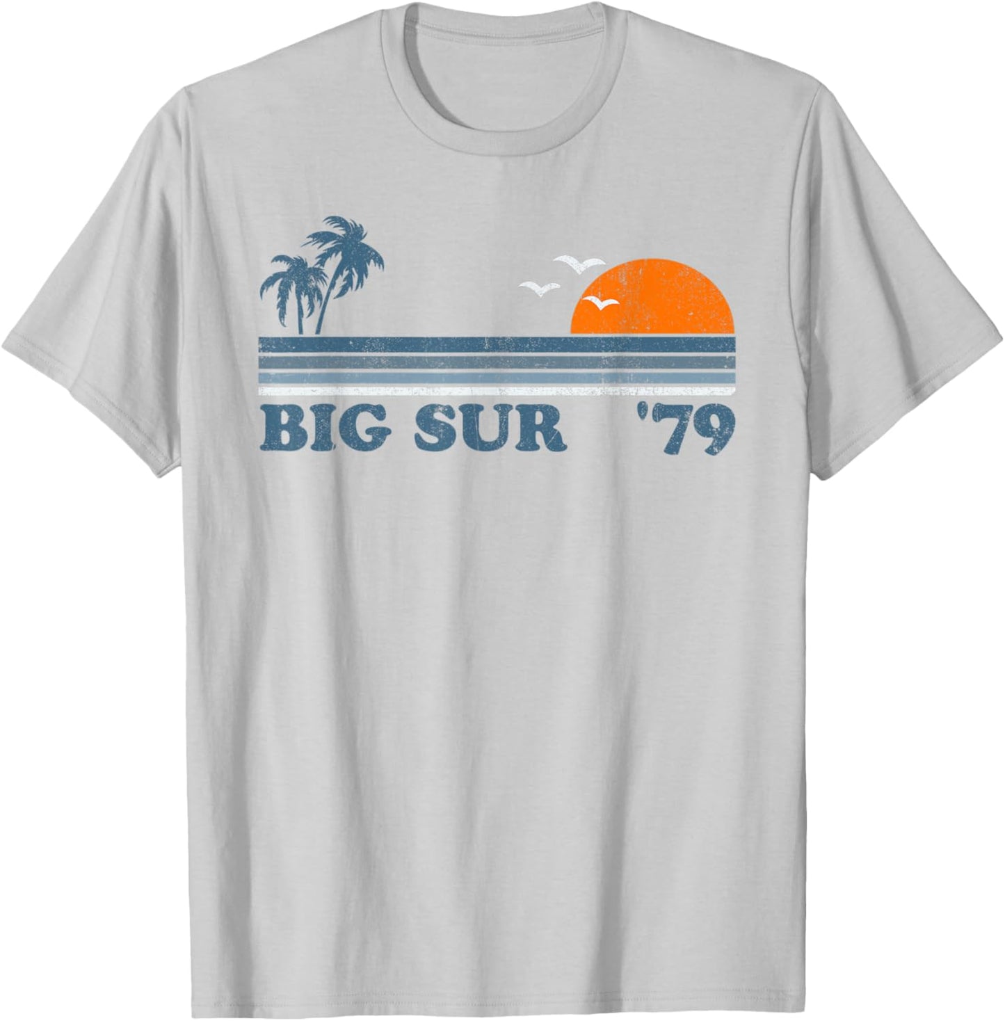 Vintage Big Sur California Retro Sun Beach Surfing 70's Gift T-Shirt - T-Shirt | Ash